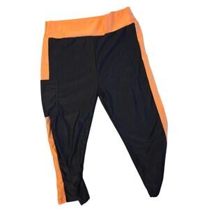 Womens Large Black and Orange Two-Tone Knee High Leggings